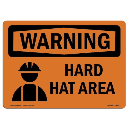 OSHA WARNING Sign, Hard Hat Area, 14in X 10in Decal